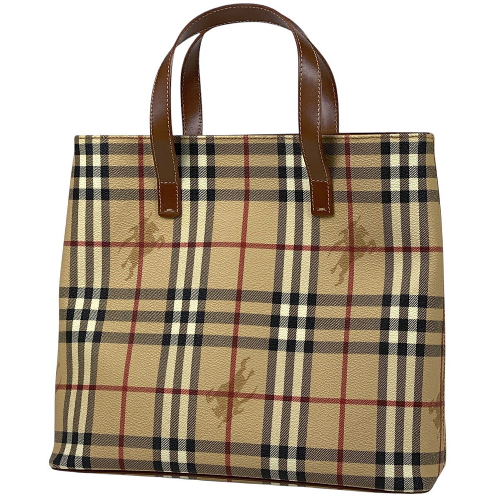 Burberry check tote bag handbag canvas beige brown
